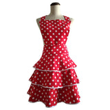 Robe Tablier Vintage À Volants Rouge à Pois Blancs