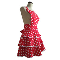 Robe Tablier Vintage À Volants Rouge