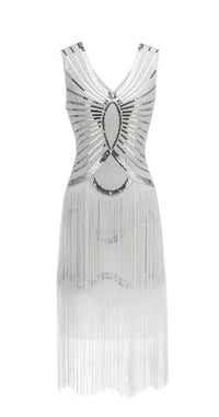 Robe Vintage 1920 Blanche Gatsby