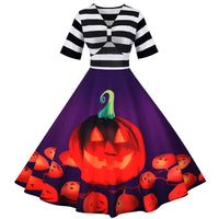 Robe Rockabilly Marinière Halloween Violet Vintage-Dressing