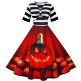 Robe Rockabilly Marinière Halloween Rouge Vintage-Dressing