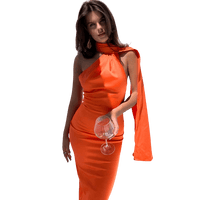 Robe Cocktail Satin Orange