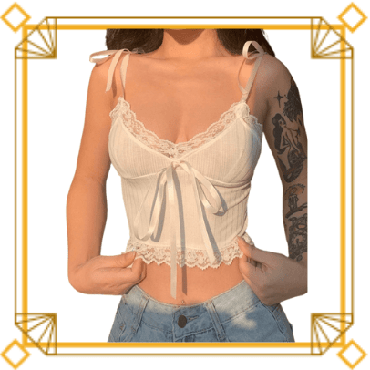 Crop Top Femme Dentelle Vintage