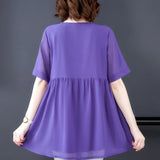 Blouse Grande Taille Femme Vintage Violet