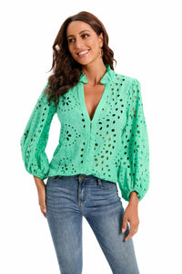 Rétro Chic Blouse Verte