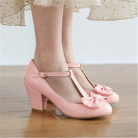 Chaussures Vintage Femme à Noeud Rose