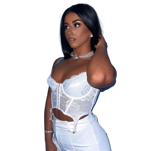 Crop Top Bustier Blanc Femme Vintage