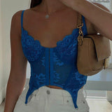 Crop Top Bustier Bleu Rétro