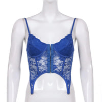 Crop Top Bustier Bleu Chic Femme Vintage