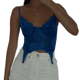 Crop Top Bustier Bleu Vintage