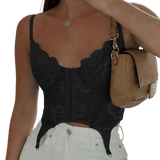 Crop Top Bustier Noir Vintage