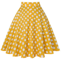 Jupe Vintage Jaune à Pois Blancs Années 50 Pin-Up 1