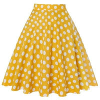 Jupe Vintage Jaune à Pois Blancs Années 50 Pin-Up