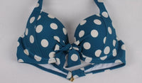 Maillot De Bain Vintage Taille Haute Bleu Pois Blanc Pin-Up Push Up