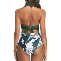 Maillot De Bain Rétro Taille Haute Vert Pin Up