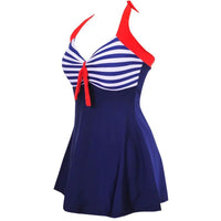 Maillot De Bain Vintage Tankini Bleu Rouge Pin-Up