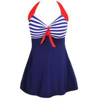 Maillot De Bain Vintage Tankini Bleu Rouge