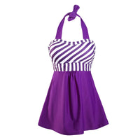 Maillot De Bain Vintage Tankini Violet Rayé Pin-Up