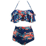 Maillot De Bain Vintage Volant Fleurs Rétro Chic