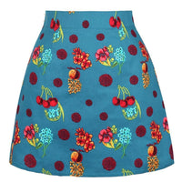 Mini Jupe Vintage Fleurs Cerises Rétro Année 50