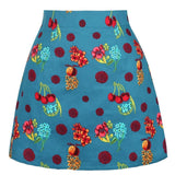 Mini Jupe Vintage Fleurs Cerises Rétro Année 50