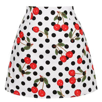 Mini Jupe Vintage à Pois Motifs Cerises Pin-Up