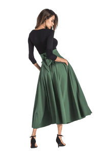 Jupe Vintage Longue Rétro Chic Look Rétro Vintage-Dressing Jupe Vintage Style Rétro Verte