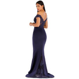 Robe Cocktail Longue Bleu Marine