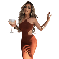 Robe Cocktail d ete Marron S