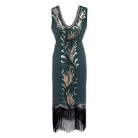 Robe Esprit Gatsby Vert et Or Rétro Chic Vintage