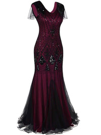 Robe Gatsby Longue Haute Couture Pourpre Rétro Chic 1