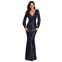 Robe Gatsby Manche Longue Marine Chic Années Folles