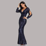 Robe Gatsby Manche Longue Marine Chic Années Folles 2