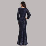 Robe Gatsby Manche Longue Marine Chic Années Folles 1