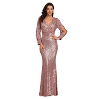 Robe Gatsby Manche Longue Rose Années Folles