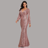 Robe Gatsby Manche Longue Rose Années Folles 2