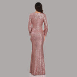 Robe Gatsby Manche Longue Rose Années Folles 1