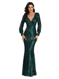 Robe Gatsby Manche Longue Verte Rétro Chic