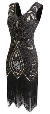 Robe Gatsby Plume Noire Rétro Chic 1