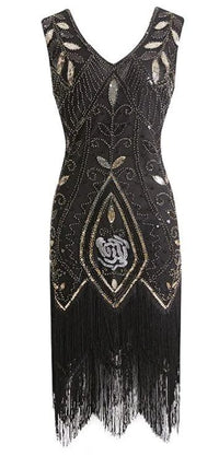 Robe Gatsby Plume Noire Rétro Chic