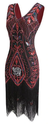 Robe Gatsby Plume Rouge et Noire Rétro Chic 1
