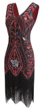 Robe Gatsby Plume Rouge et Noire Rétro Chic 1