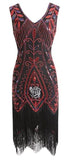 Robe Gatsby Plume Rouge et Noire Rétro Chic