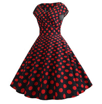 Robe Guinguette Noire Pois Rouge Vintage