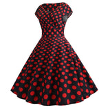 Robe Guinguette Noire Pois Rouge Vintage