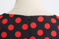 Robe Guinguette Noire Pois Rouge Années 50