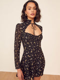 Robe Pin-Up Courte à Fleurs Look Rétro