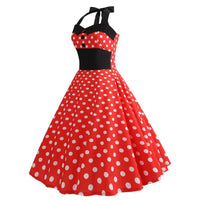 Robe Vintage Style Pin Up Champêtre Chic Rouge à Pois