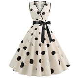 Robe Vintage Pas Cher Blanche Pois Pin-Up