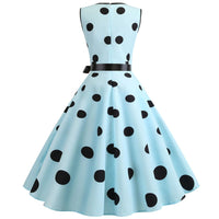 Robe Vintage Pas Cher Pin-Up Bleue à Pois 2